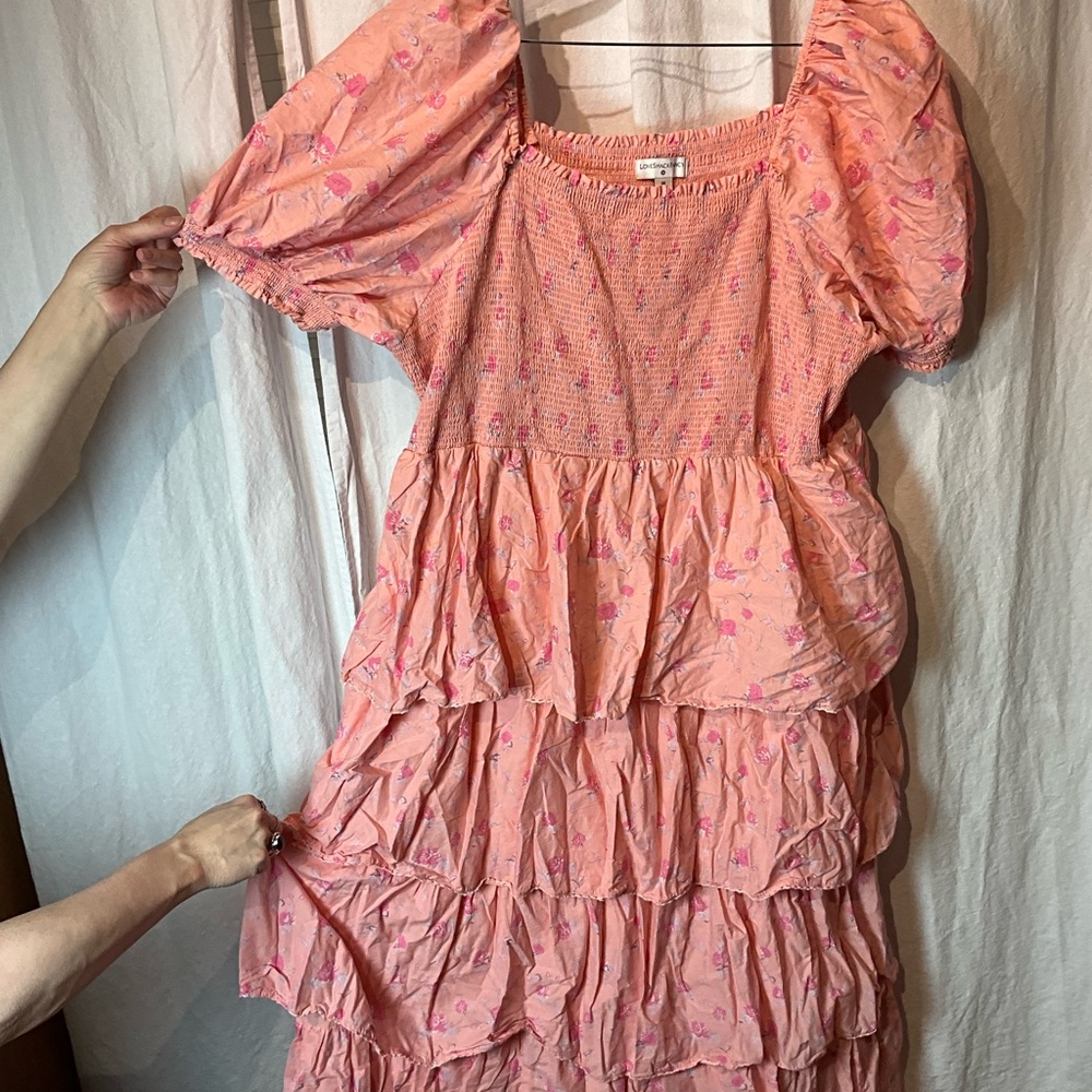 Pink Floral Tiered Dress